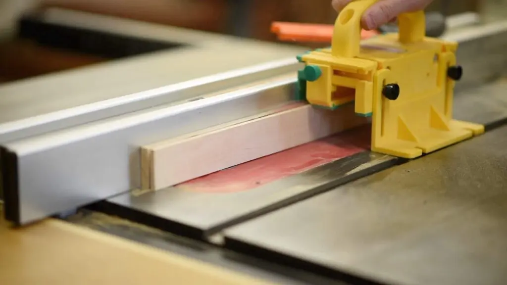 ripping a miter bar on the table saw